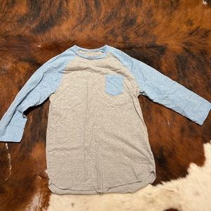 Blue & grey 3/4 length sleeve